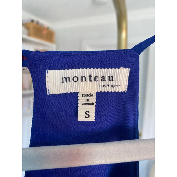 Monteau Cobalt Blue Halter Mini Dress Clean Girl S Quiet Luxury Coastal Feminine - Picture 6 of 7